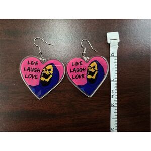 Live Laugh Love Skeletor Acrylic Dangle Earrings